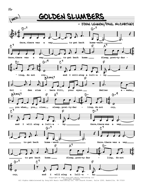 Golden Slumbers (Low Voice) - The Beatles (Real Book - Melody-Chords-Lyrics)
