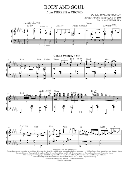 Body And Soul [Jazz version] (arr. Brent Edstrom) - Tony Bennett & Amy Winehouse (Piano Solo)