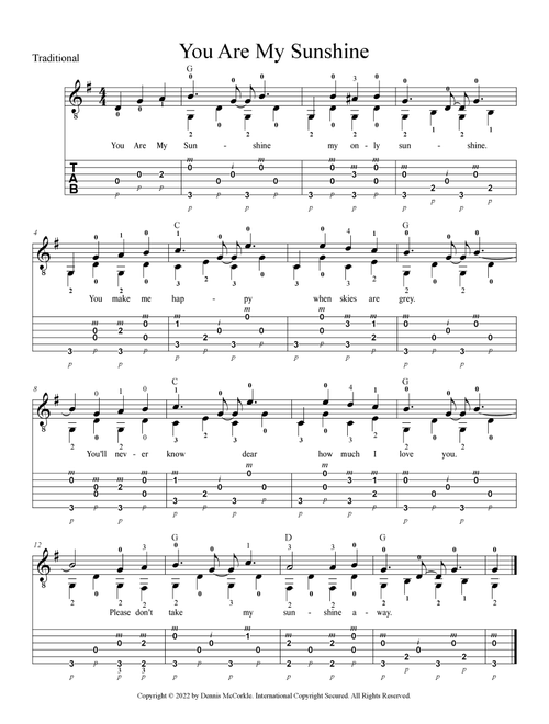 You Are My Sunshine (Arr. Dennis McCorkle) - Traditional (Easy Guitar with TAB)