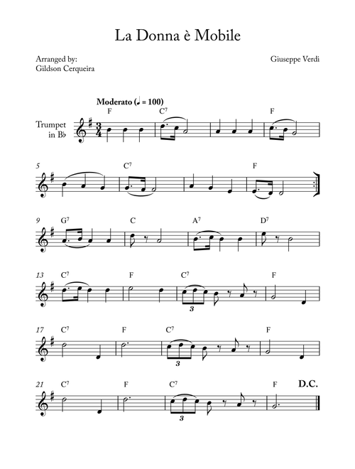 La Donna è Mobile (Arr. Gildson Cerqueira) - Giuseppe Verdi (Trumpet Solo)