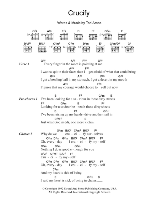 Crucify - Tori Amos (Guitar Chords-Lyrics)