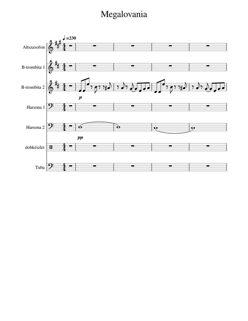 Megalovania Sheet music for Trombone, Tuba, Saxophone alto, Trumpet in ...