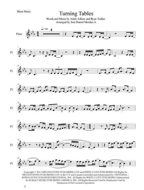 Turning Tables (Arr. José Daniel Morales A.) - Adele (Flute Solo)