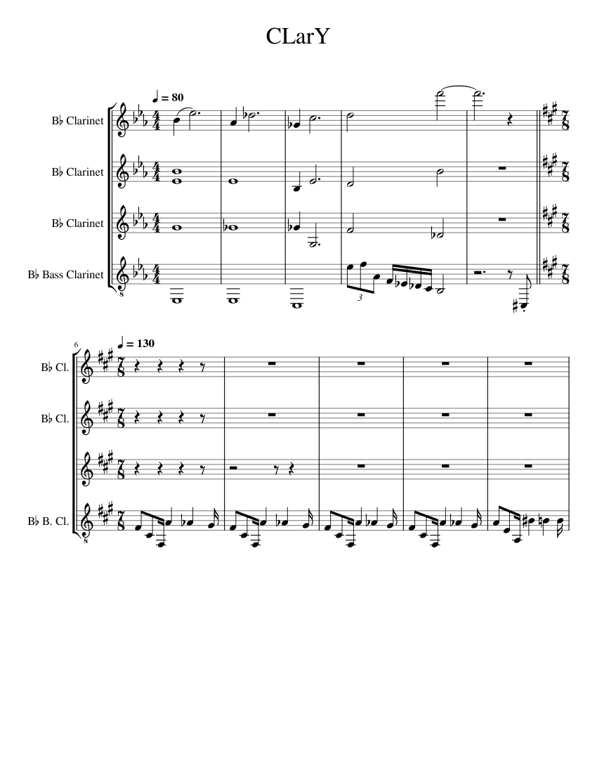 CLarY Sheet music for Clarinet in b-flat, Clarinet bass (Woodwind ...