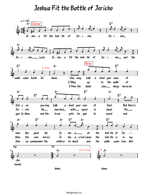 Joshua Fit the Battle of Jericho (Lead sheet with lyrics )