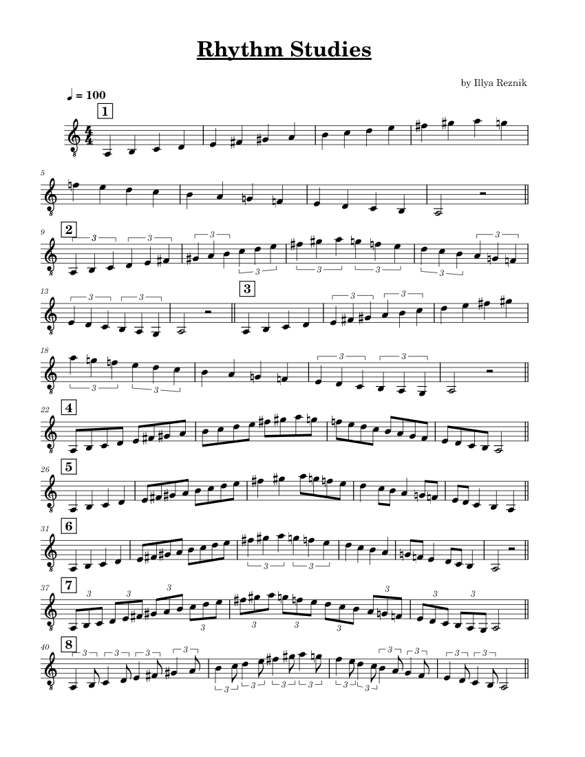 Rhythm Studies – Ilya Reznik Sheet Music for Guitar (Solo