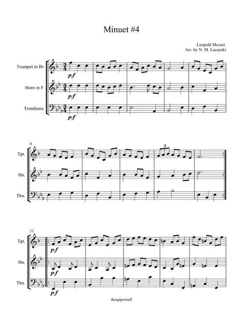 Minuet #4 (Arr. Nick Lacanski) - Mozart, Leopold (Brass Ensemble)