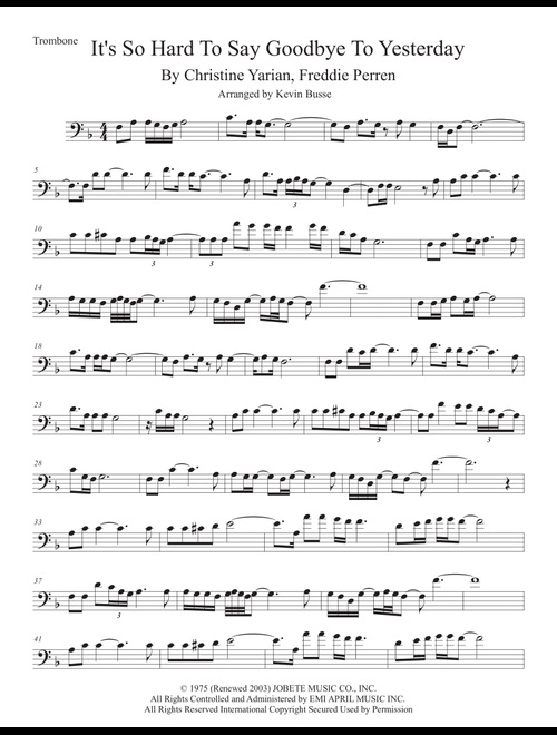 It's So Hard To Say Goodbye To Yesterday (Arr. Kevin Busse) - Boyz Ii Men (Trombone Solo)