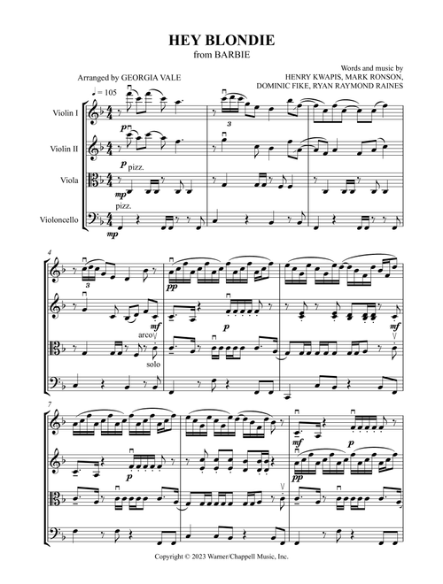 Hey Blondie (Arr. Georgia Vale) - Dominic Fike (String Quartet)