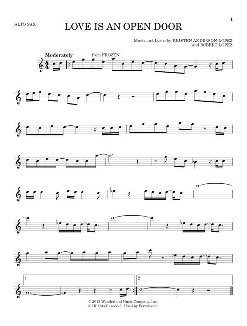 Love Is An Open Door (from Frozen) - Kristen Bell & Santino Fontana (Alto Sax Solo)