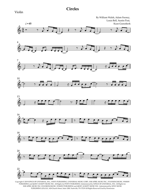 Circles (Arr. Wesley S. SIlva) - Post Malone (Violin Solo)