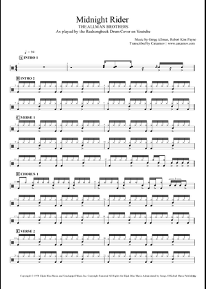 Play Official version of Midnight rider Sheet Music by The Allman ...