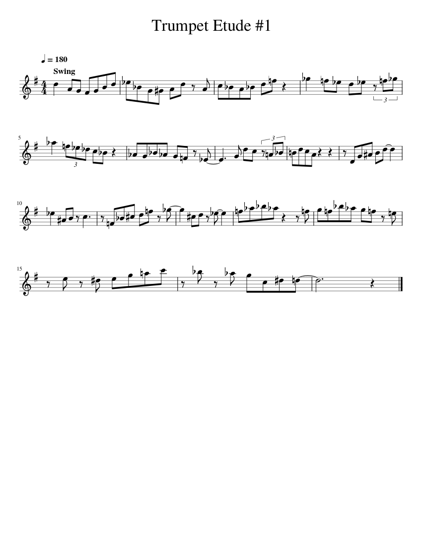 Trumpet Etude #1 Sheet Music for Trumpet in b-flat (Solo) | MuseScore.com