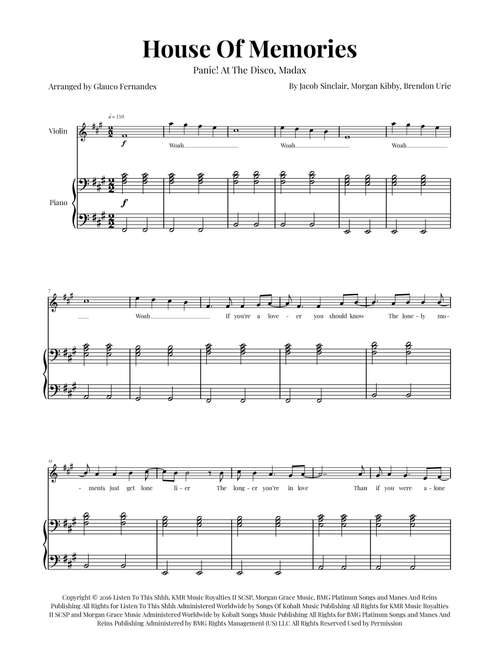 House Of Memories (Arr. Glauco Fernandes) - Madax (Violin and Piano)