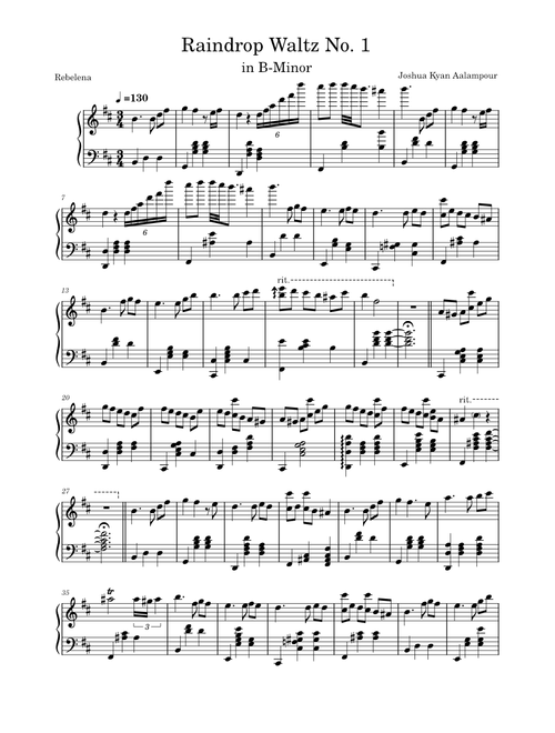 Raindrop Waltz No. 1 in B-Minor – Joshua Kyan Aalampour Raindrop Waltz No 1 in B Minor