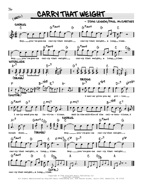 Carry That Weight [Jazz version] - The Beatles (Real Book - Melody-Chords-Lyrics)