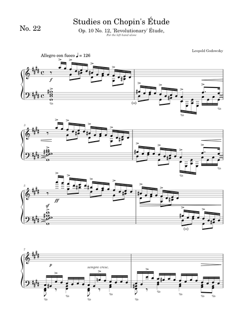 Study No. 22 on Chopin's Étude (Op. 10 No. 12) – Leopold Godowsky