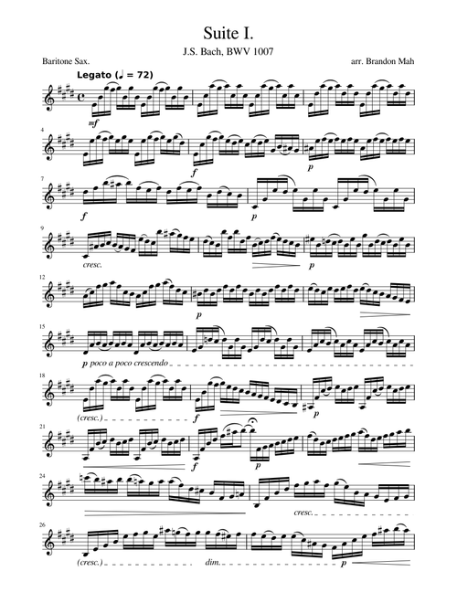 Suite No. 1 in G Major, BWV 1007 (for Baritone Sax)