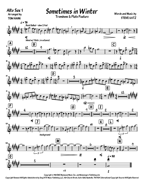 Sometimes In Winter (Arr. Tom Hahn) - Blood Sweat & Tears (Jazz Ensemble)