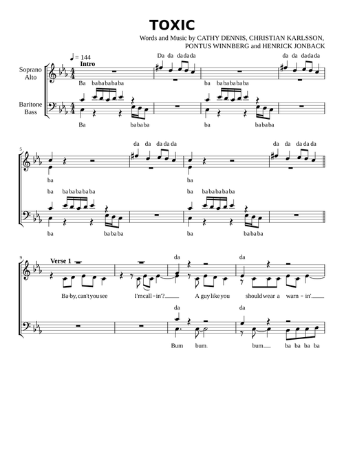 Toxic – Britney Spears (SATB Arrangement)