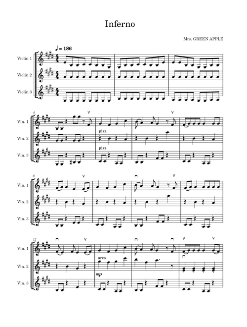 Mrs. GREEN APPLE - Inferno (violin)