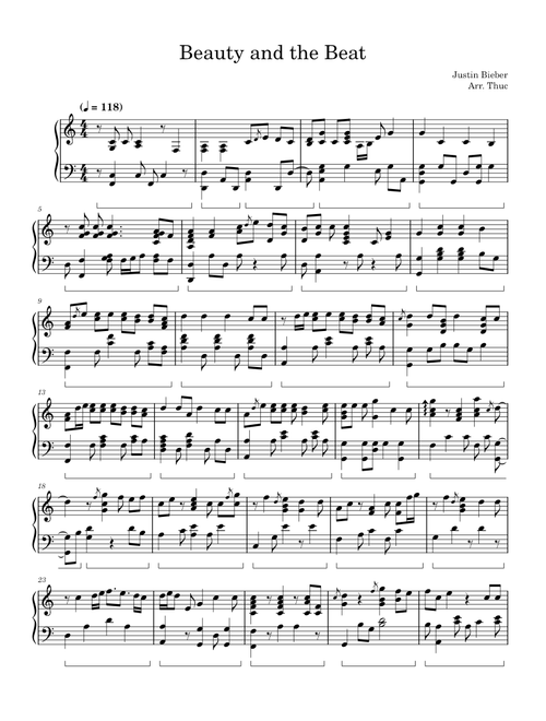 Beauty and a beat – Justin Bieber (Piano Solo)