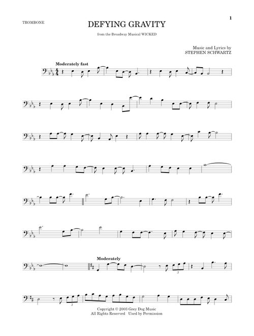 Defying Gravity (from Wicked) - Stephen Schwartz (Trombone Solo)