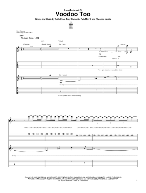 Voodoo Too - Godsmack (Guitar Tab)