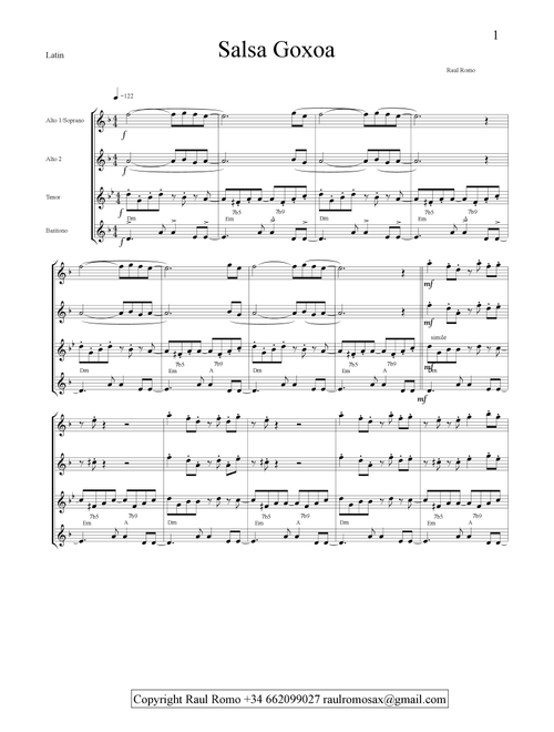 Salsa Goxoa - Latin music (Arr. Raul Romo) (Woodwind Ensemble)