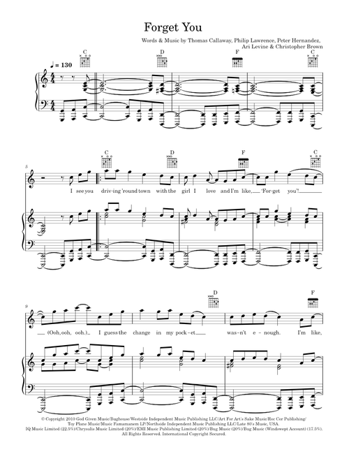 F*** You (Forget You) - Cee Lo Green (Piano-Vocal-Guitar (Piano Accompaniment))