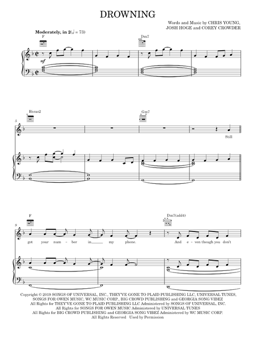 Drowning - Chris Young (Piano-Vocal-Guitar)