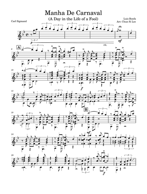 A Day In The Life Of A Fool (manha De Carnaval) (Arr. Chun Si Lee) - Carl Sigman, Luiz Bonfa (Solo Guitar)