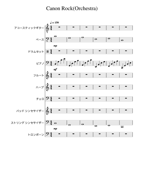 Canon rock – JerryC arranged 10 parts
