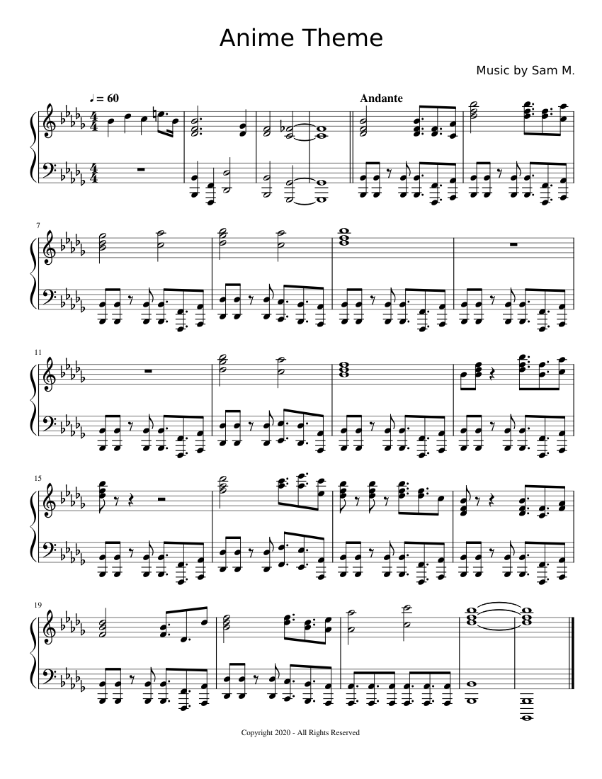 Anime Theme Sheet Music for Piano (Solo) easy | MuseScore.com