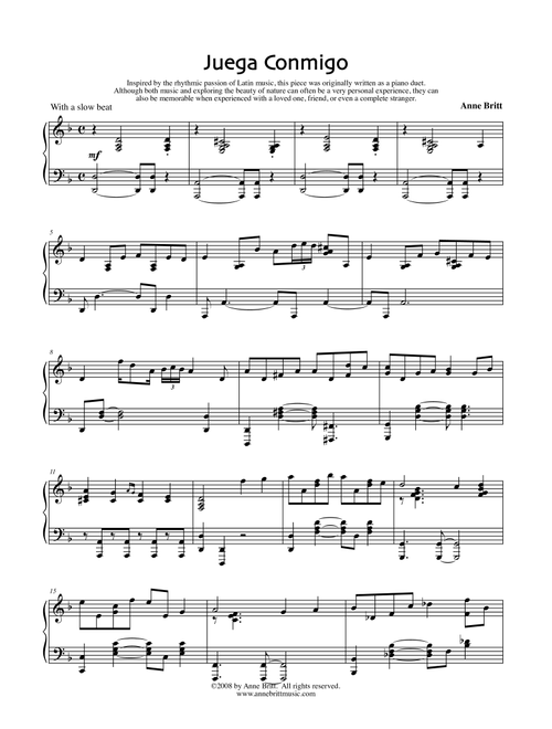 Juega Conmigo (piano solo version) - Anne Britt (Piano Solo)