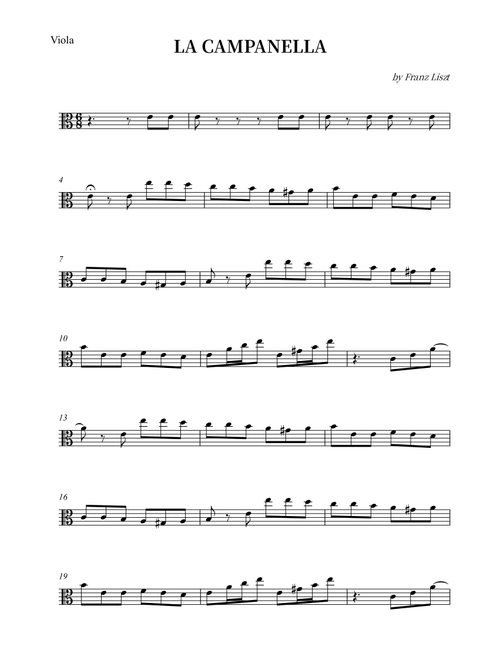 LA CAMPANELLA (Arr. Wesley S. SIlva) - Franz Liszt (Viola Solo)