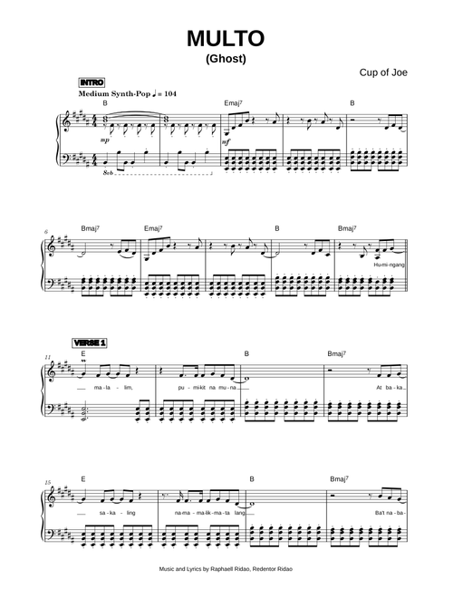 Multo (Ghost) - Cup of Joe (Piano)