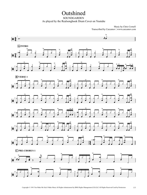 Outshined (Arr. Realsongbook) - Soundgarden (Drums)