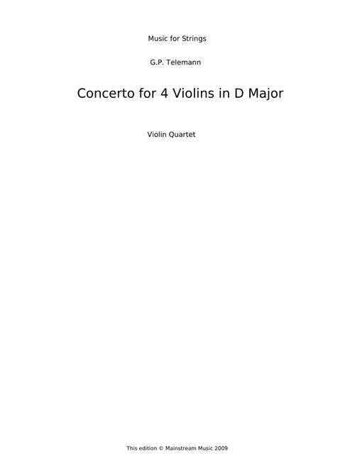 Concerto for 4 Violins in D Major - Georg Philipp Telemann
