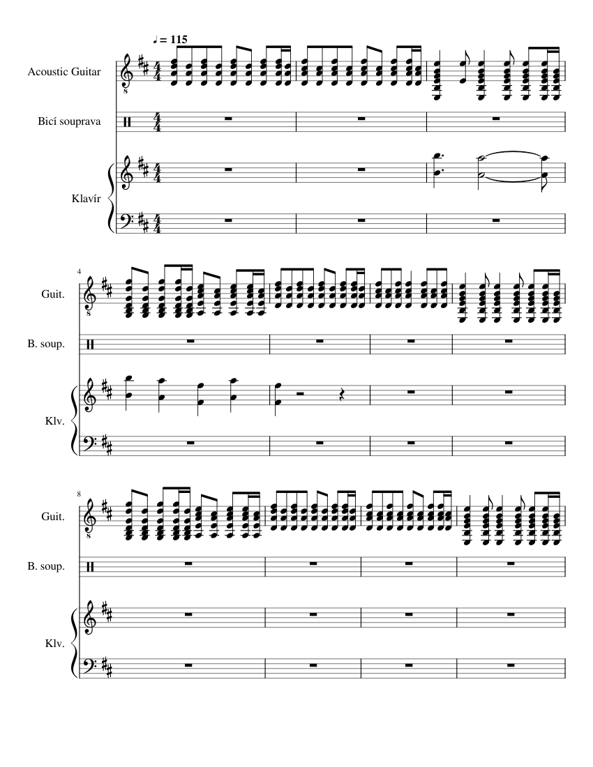 cigarette daydreams - cage the elephant (simple) Sheet Music for Piano,  Guitar, Drum group (Mixed Trio)