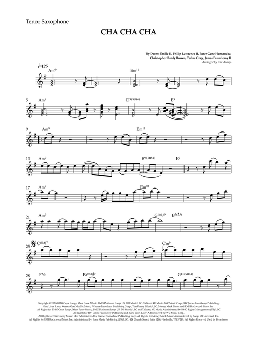 Cha Cha Cha (Arr. Cid Araujo) - Bruno Mars (Tenor Sax Solo)