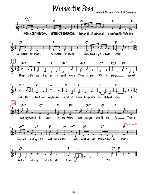 Winnie the Pooh (Lead sheet with lyrics )