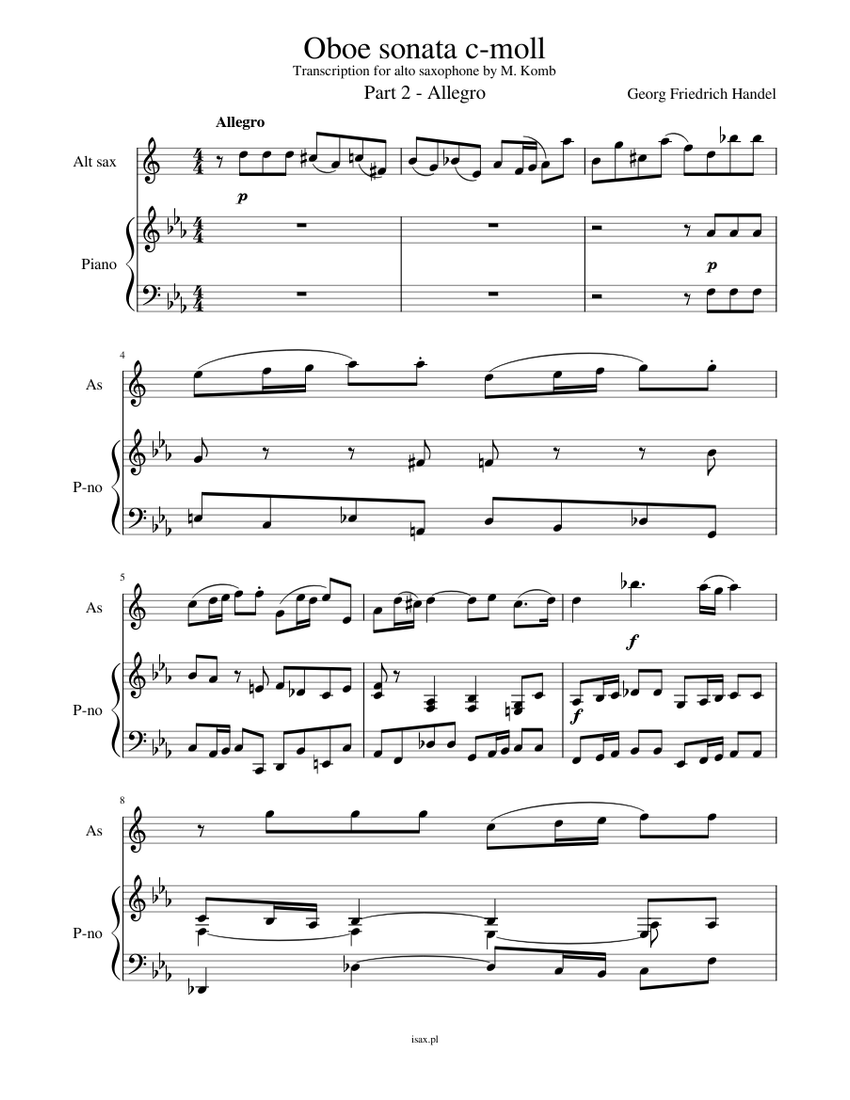 Oboe Sonata in C minor, HWV 366 Friedrich Händel Sheet music