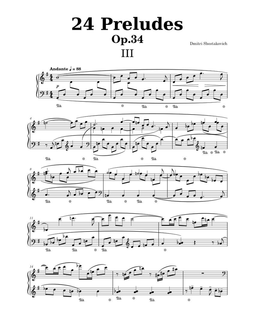 24 Preludes, Op.34, No.3 - D. Shostakovich Sheet Music for