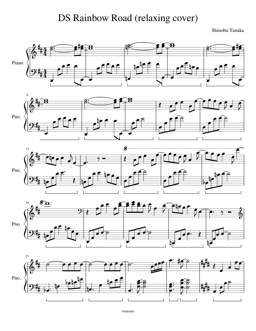 DS Rainbow Road (relaxing cover) Sheet Music for Piano (Solo