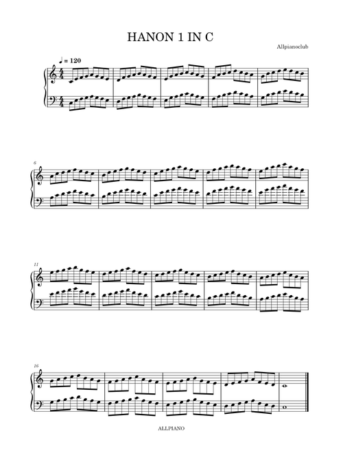 Luyện Ngón Hanon In C Tempo120 – Allpianoclub