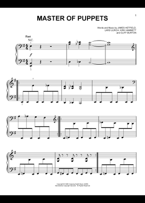 Master of puppets – Metallica Sheet Music for Piano (Solo