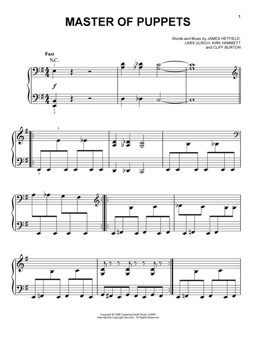 Master Of Puppets - Metallica (Easy Piano)