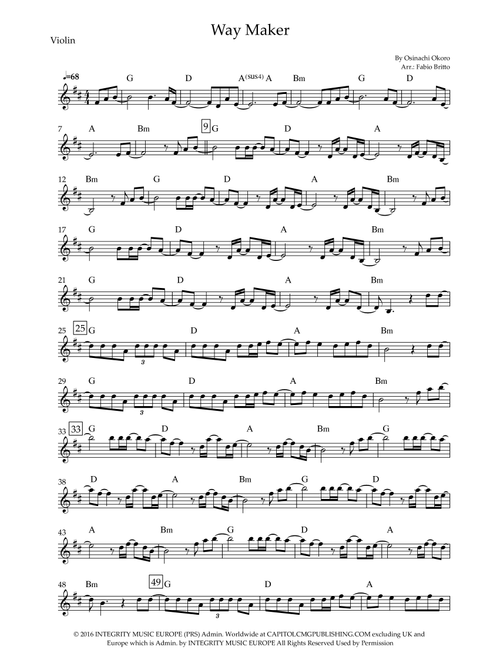Way Maker (Arr. Fabio Britto) - Sinach (Violin Solo)