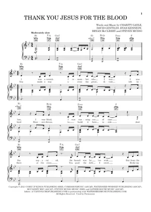 Gaylems Core Play Official version of Thank You Jesus for the Blood Sheet Music by ...